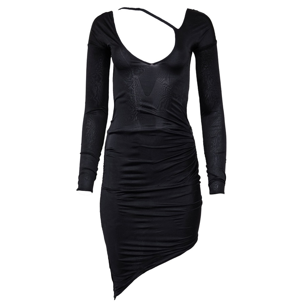 Gucci by Tom Ford 2003 Asymmetric Black Long Sleeved Dress